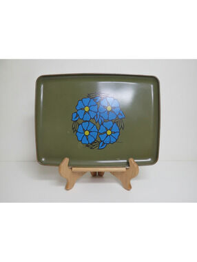 Vintage Green Melamine Floral Tray - 17.75" Serveware Display